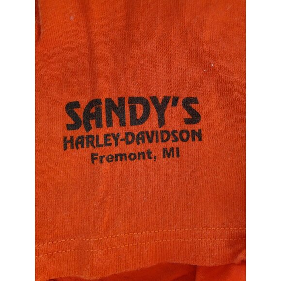 Sandys Harley-Davidson Memorial Run 2001 T-Shirt Orange XL Promo Ads on Back - Picture 4 of 10